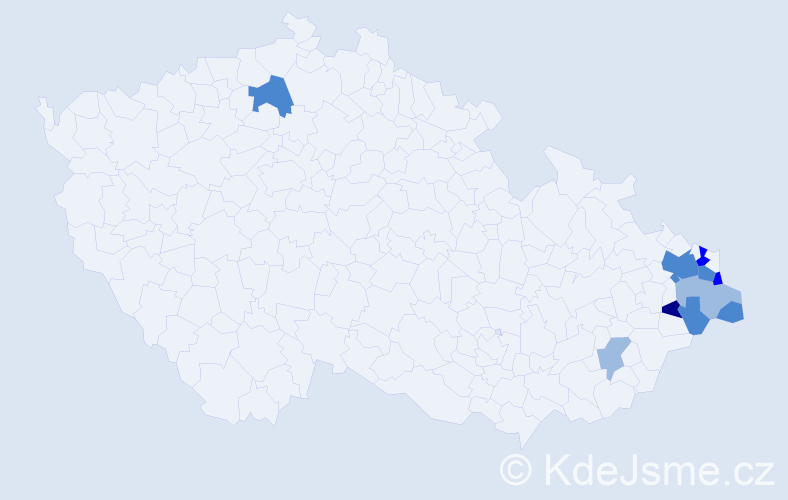 Příjmení: 'Fajčák', počet výskytů 23 v celé ČR