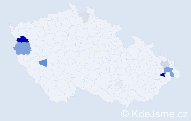 Příjmení: 'Karoly', počet výskytů 23 v celé ČR