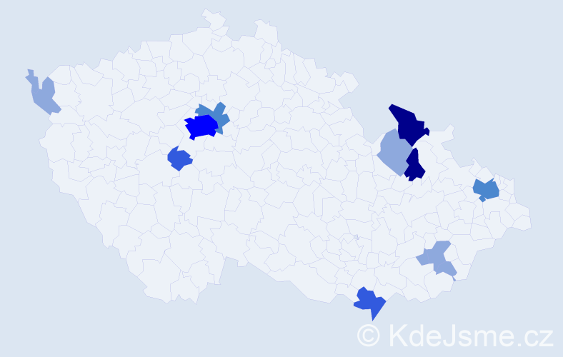 Příjmení: 'Babčák', počet výskytů 30 v celé ČR