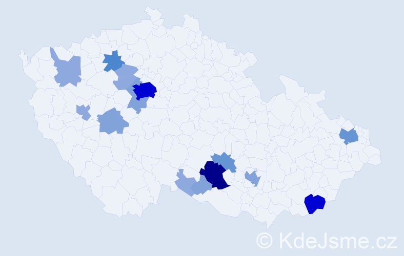 Příjmení: 'Římovská', počet výskytů 45 v celé ČR