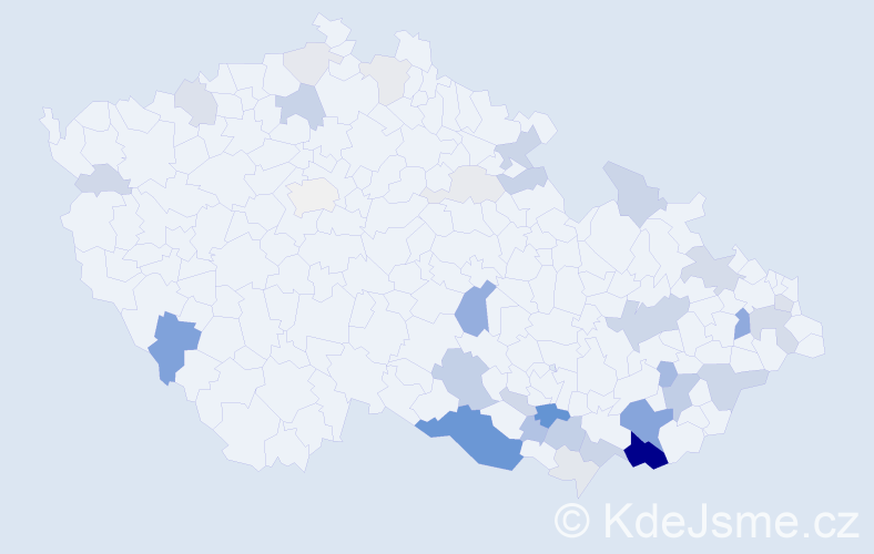 Příjmení: 'Miroš', počet výskytů 124 v celé ČR