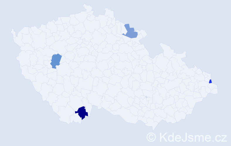 Příjmení: 'Humelič', počet výskytů 4 v celé ČR