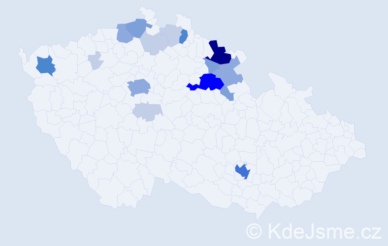 Příjmení: 'Podolník', počet výskytů 60 v celé ČR