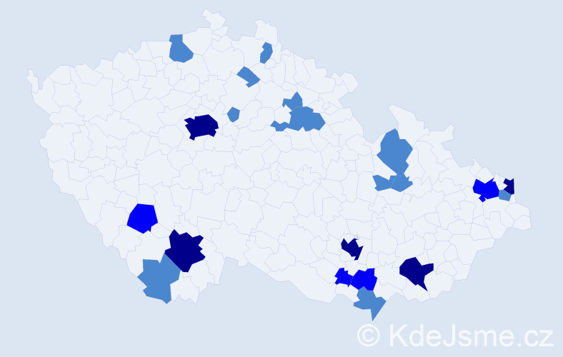 Příjmení: 'Huszár', počet výskytů 35 v celé ČR