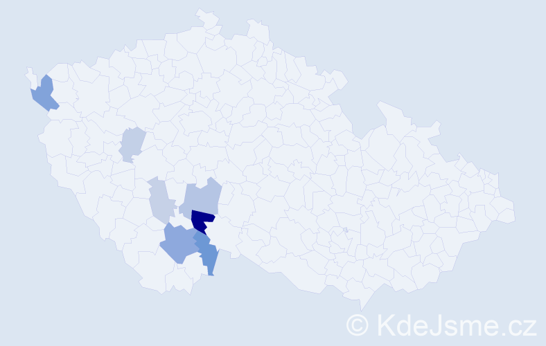 Příjmení: 'Ryklíková', počet výskytů 19 v celé ČR