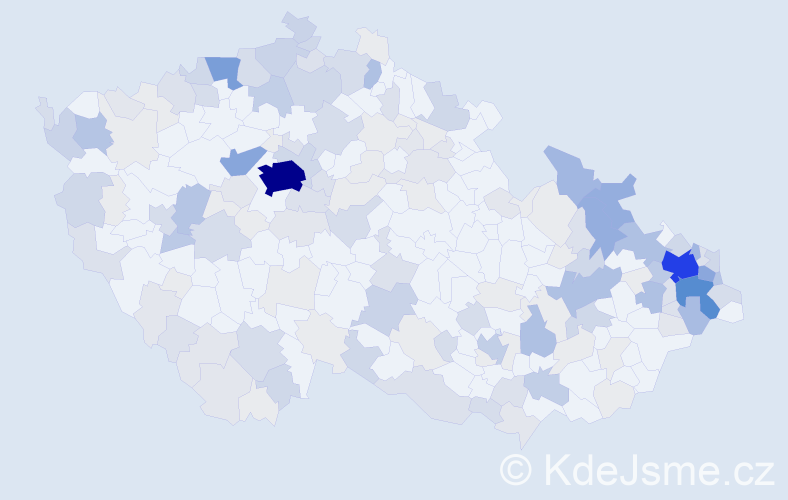 Příjmení: 'Zajac', počet výskytů 625 v celé ČR