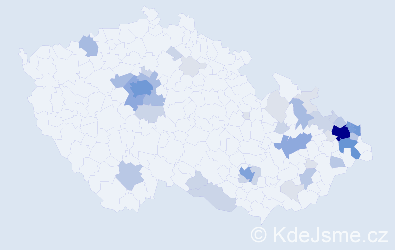 Příjmení: 'Babišová', počet výskytů 148 v celé ČR