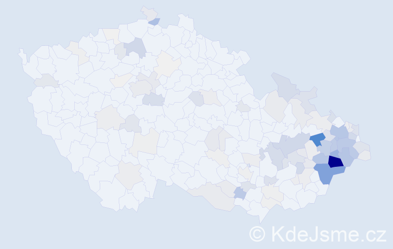 Příjmení: 'Vašutová', počet výskytů 554 v celé ČR