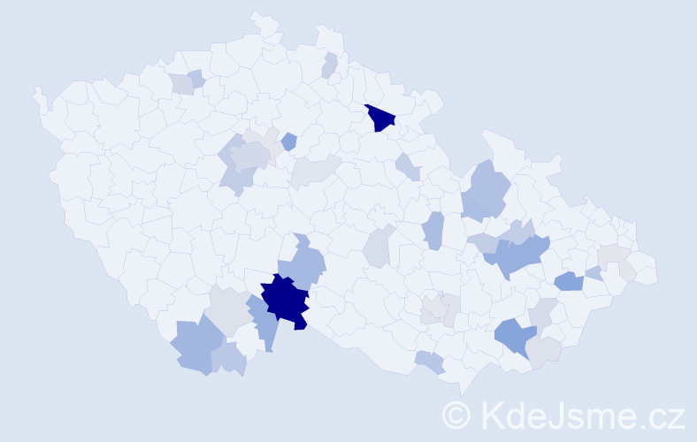 Příjmení: 'Hulík', počet výskytů 118 v celé ČR