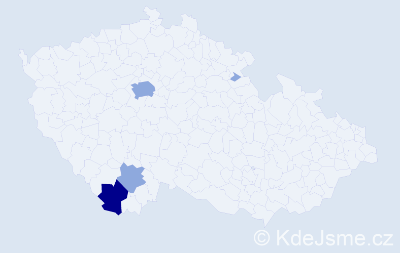 Příjmení: 'Kellingerová', počet výskytů 8 v celé ČR