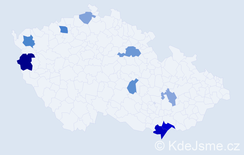 Příjmení: 'Snovák', počet výskytů 17 v celé ČR