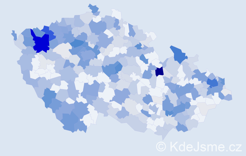 Příjmení: 'Nagy', počet výskytů 1101 v celé ČR