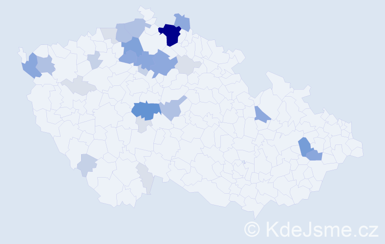 Příjmení: 'Kraka', počet výskytů 99 v celé ČR