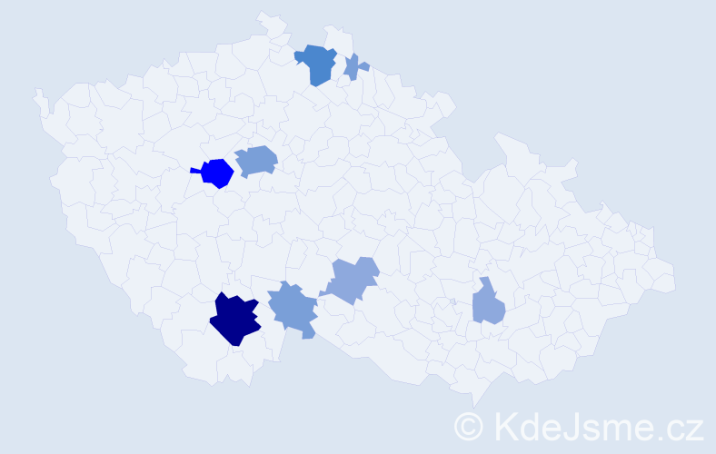 Příjmení: 'Paulát', počet výskytů 23 v celé ČR