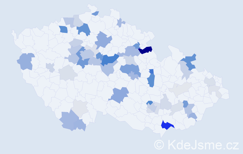Příjmení: 'Olexa', počet výskytů 170 v celé ČR