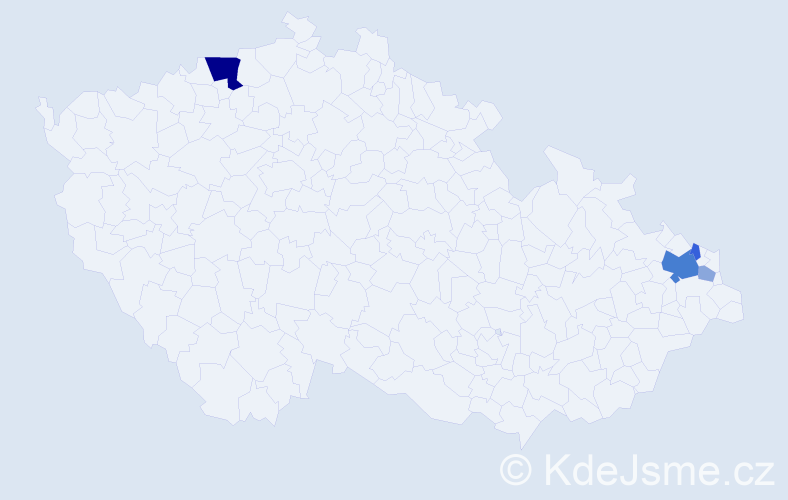 Příjmení: 'Fraterová', počet výskytů 13 v celé ČR