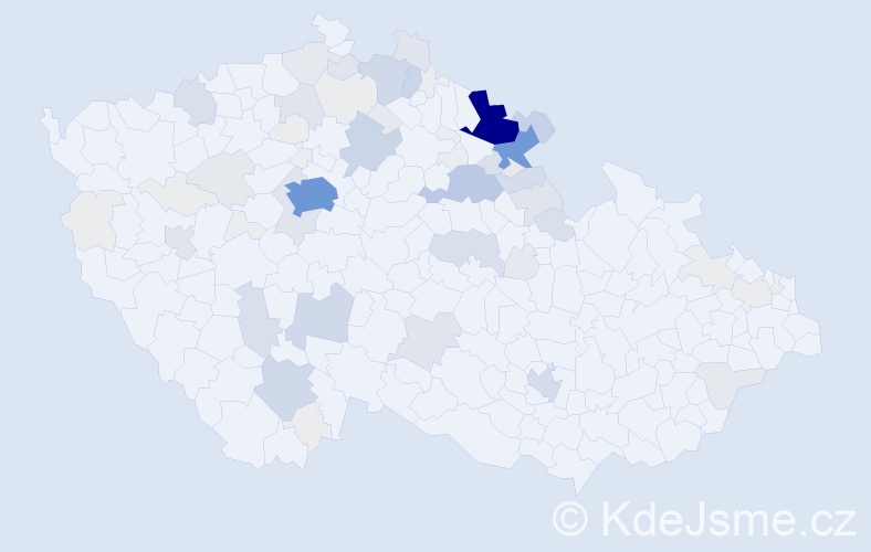 Příjmení: 'Kultová', počet výskytů 282 v celé ČR