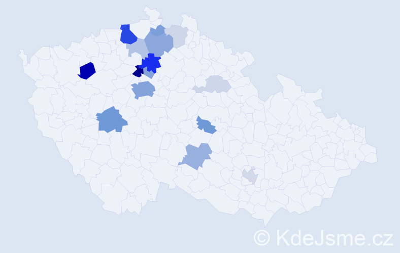 Příjmení: 'Derflová', počet výskytů 55 v celé ČR