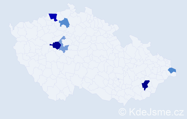 Příjmení: 'Hamdi', počet výskytů 11 v celé ČR