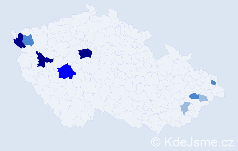 Příjmení: 'Čmok', počet výskytů 23 v celé ČR
