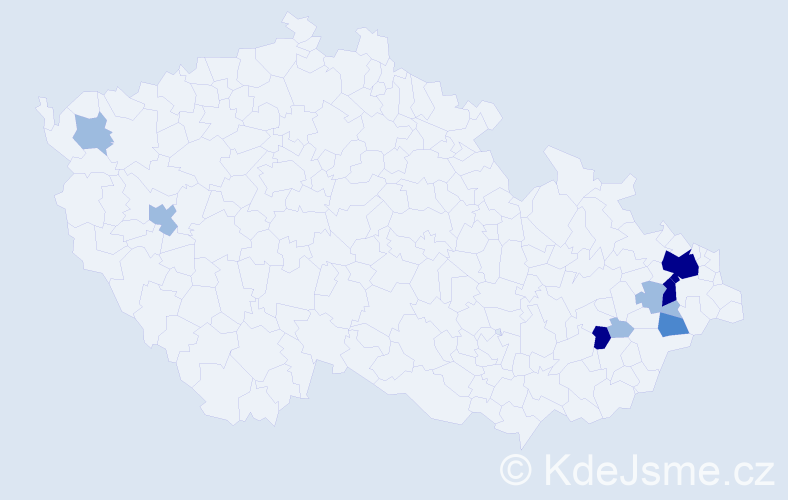 Příjmení: 'Bahner', počet výskytů 19 v celé ČR