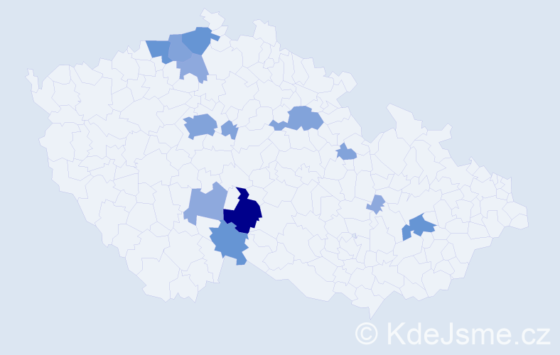 Příjmení: 'Kyba', počet výskytů 33 v celé ČR
