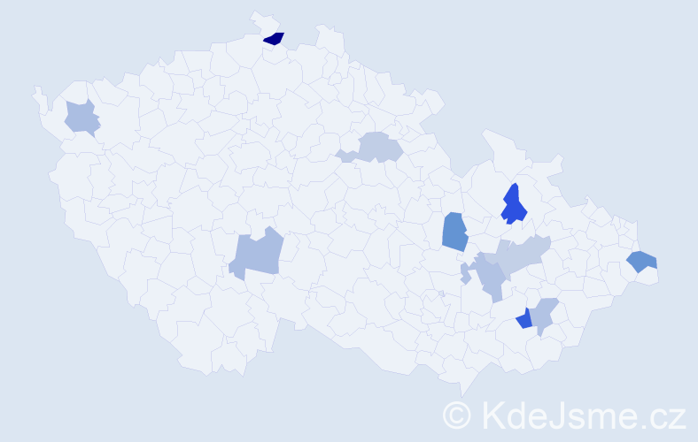 Příjmení: 'Bačiková', počet výskytů 14 v celé ČR