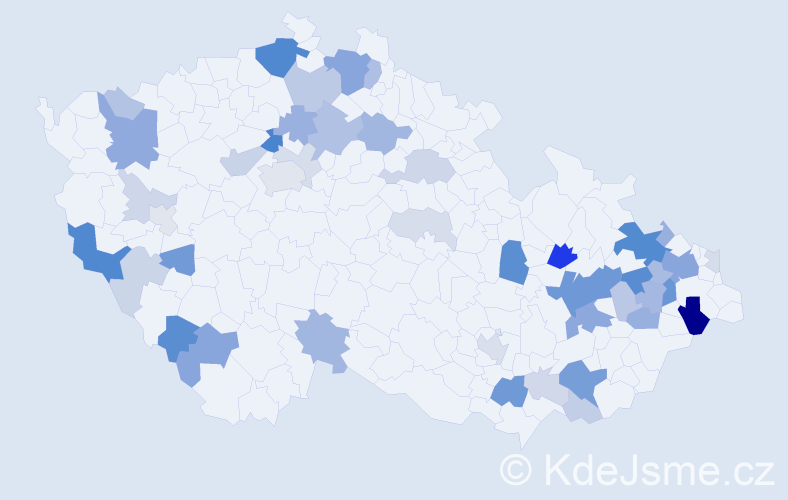 Příjmení: 'Hiklová', počet výskytů 139 v celé ČR