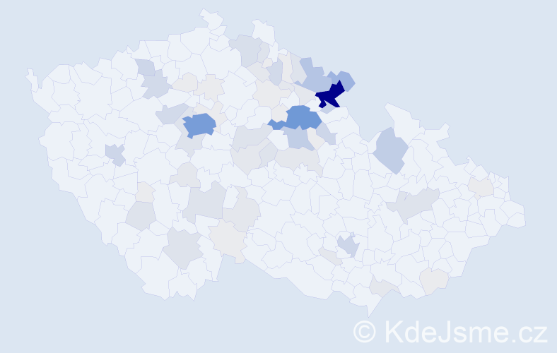 Příjmení: 'Krtička', počet výskytů 284 v celé ČR