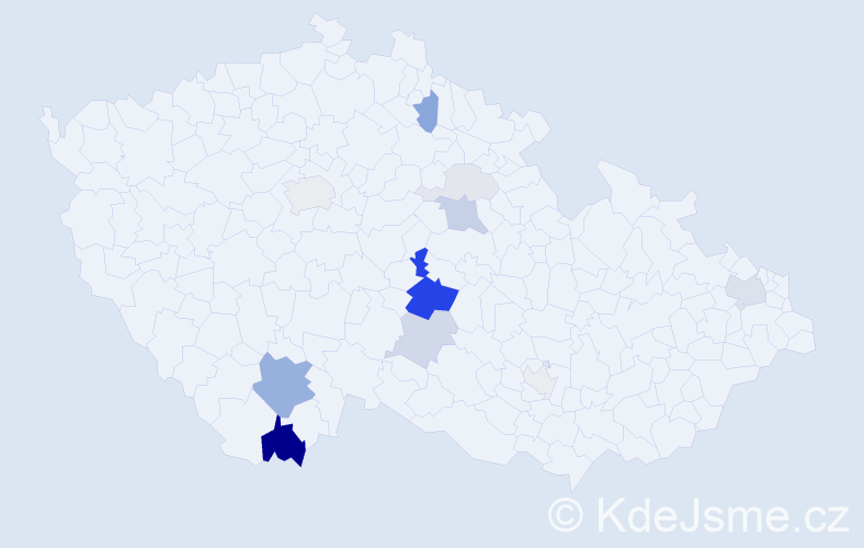 Příjmení: 'Korbela', počet výskytů 41 v celé ČR