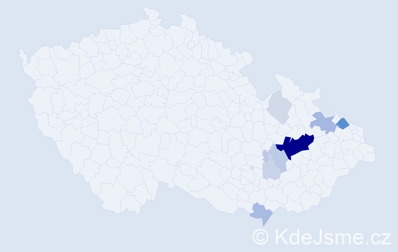 Příjmení: 'Fryčáková', počet výskytů 39 v celé ČR