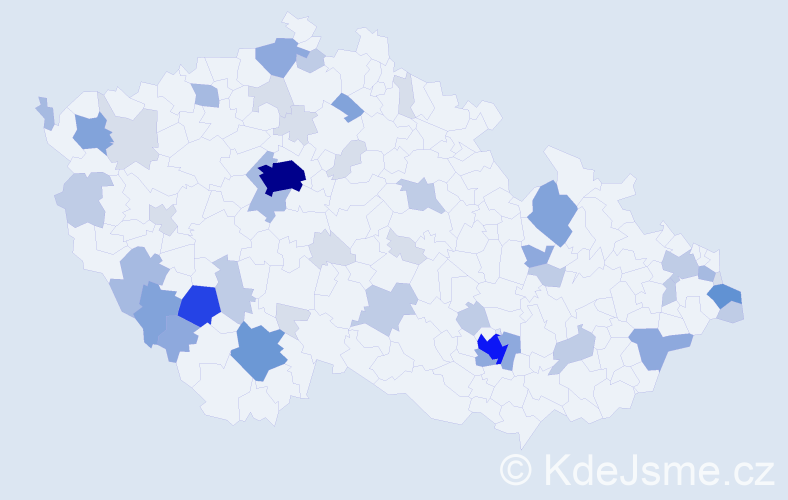 Příjmení: 'Nikodem', počet výskytů 150 v celé ČR
