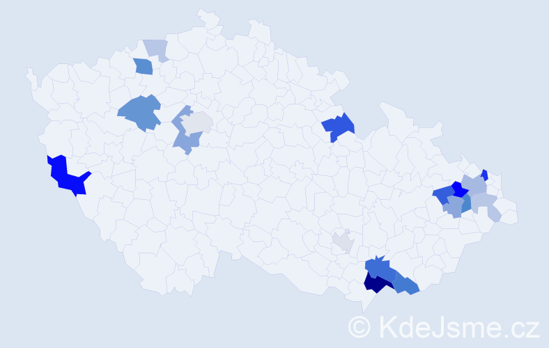 Příjmení: 'Stanček', počet výskytů 39 v celé ČR