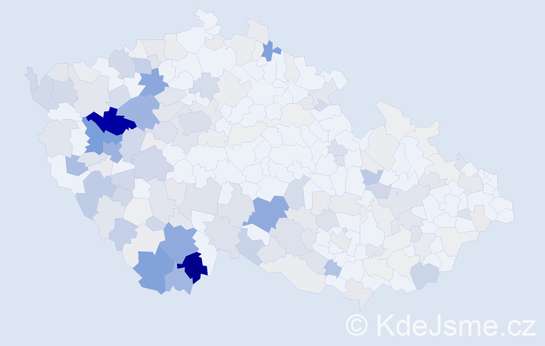 Příjmení: 'Lavička', počet výskytů 782 v celé ČR