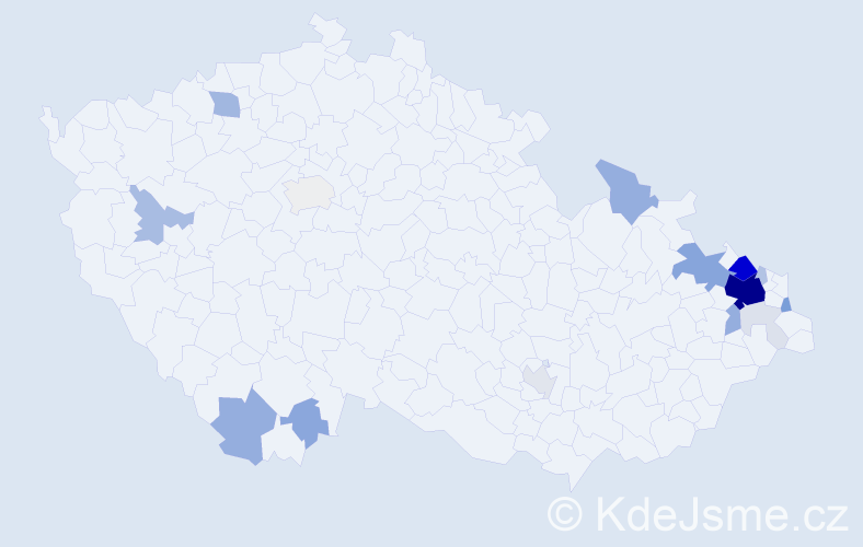 Příjmení: 'Kusyn', počet výskytů 85 v celé ČR