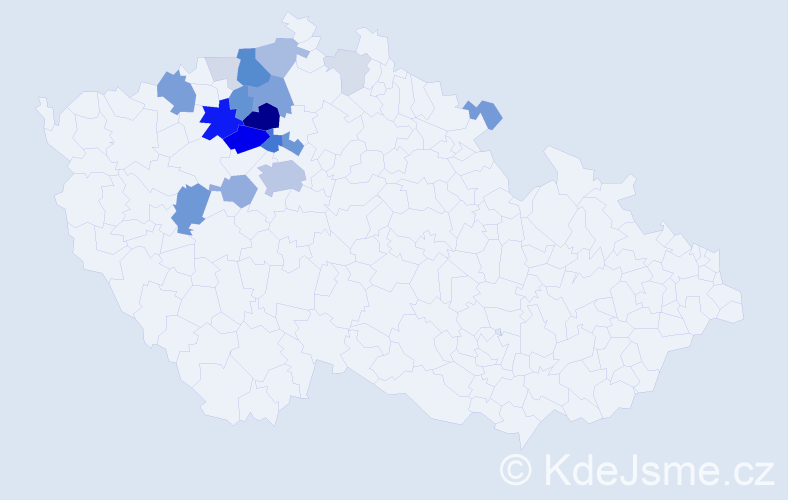 Příjmení: 'Kricner', počet výskytů 64 v celé ČR