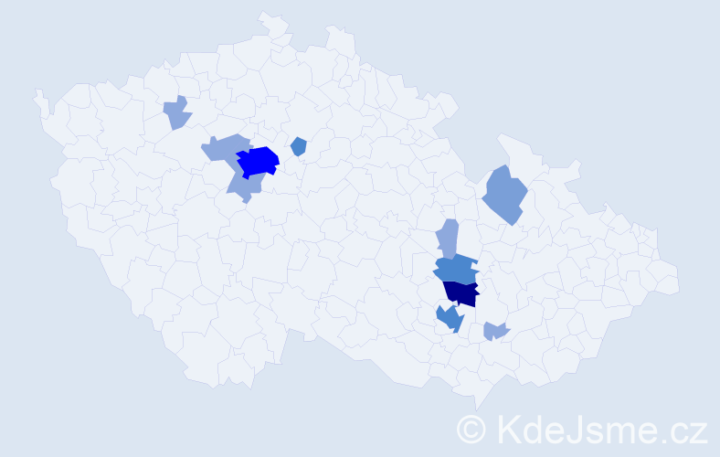 Příjmení: 'Koháčková', počet výskytů 28 v celé ČR