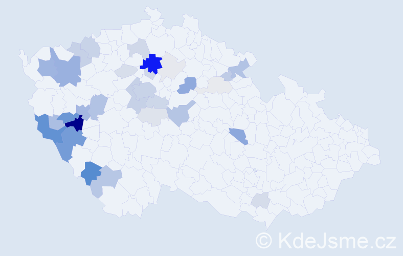 Příjmení: 'Tichotová', počet výskytů 140 v celé ČR