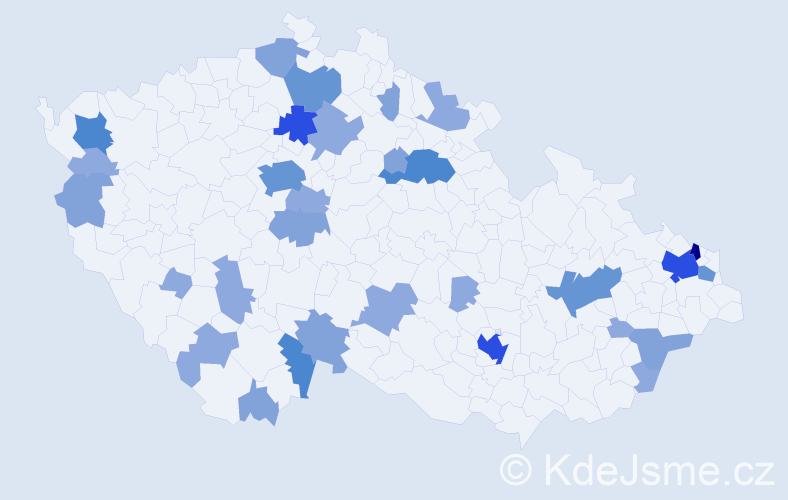 Příjmení: 'Buday', počet výskytů 74 v celé ČR