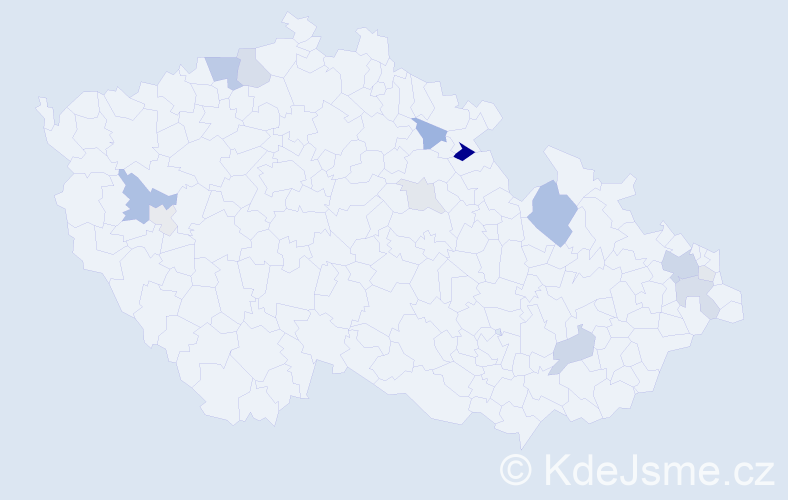 Příjmení: 'Kufel', počet výskytů 34 v celé ČR