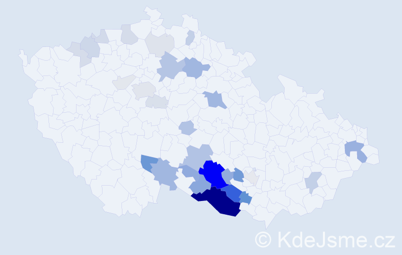 Příjmení: 'Čapounová', počet výskytů 121 v celé ČR