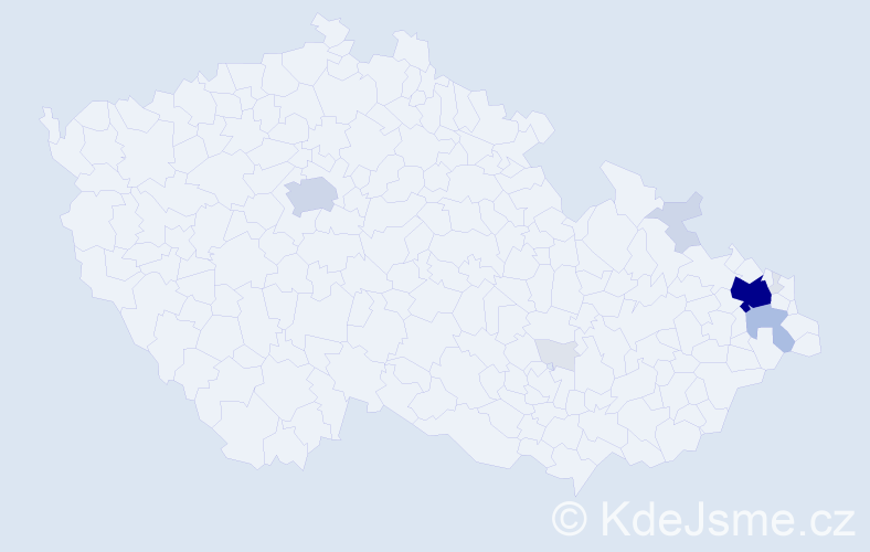 Příjmení: 'Mandoková', počet výskytů 38 v celé ČR