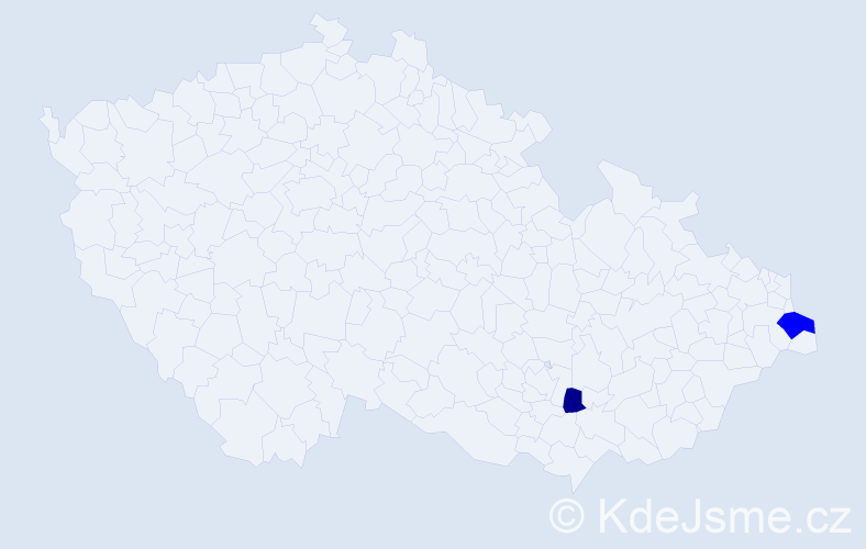 Příjmení: 'Kang', počet výskytů 5 v celé ČR
