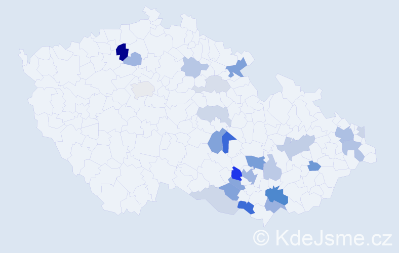 Příjmení: 'Freiwald', počet výskytů 55 v celé ČR