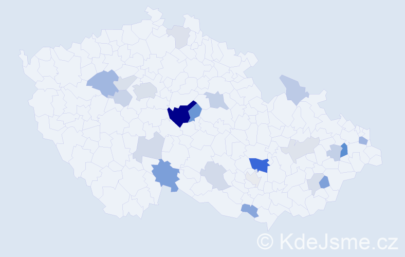 Příjmení: 'Cypra', počet výskytů 53 v celé ČR