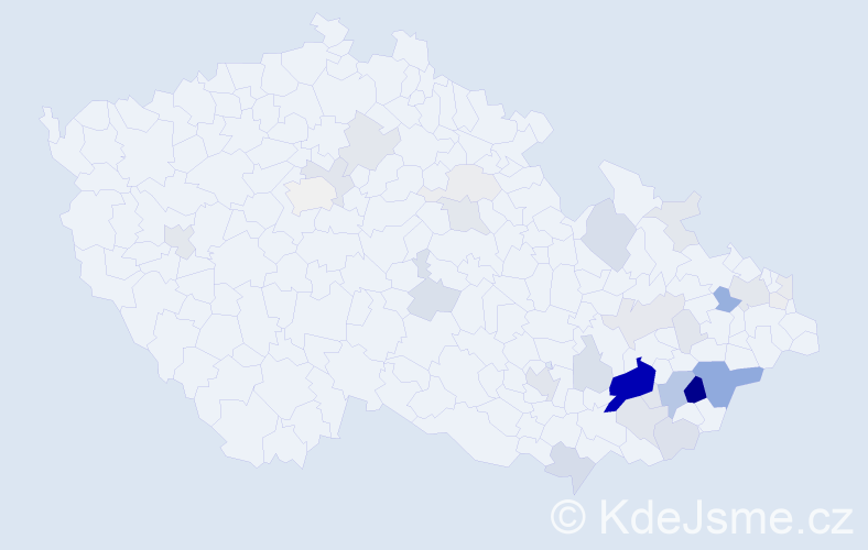 Příjmení: 'Mozga', počet výskytů 133 v celé ČR