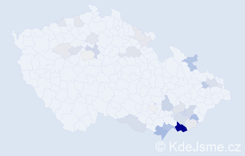 Příjmení: 'Kománek', počet výskytů 100 v celé ČR