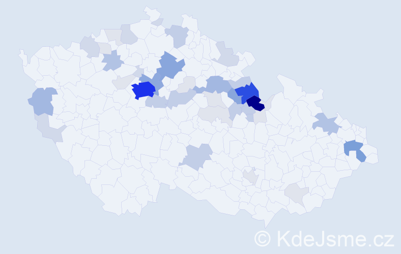 Příjmení: 'Pácha', počet výskytů 167 v celé ČR