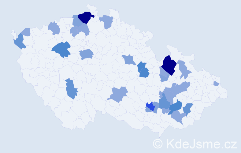Příjmení: 'Pavlák', počet výskytů 72 v celé ČR