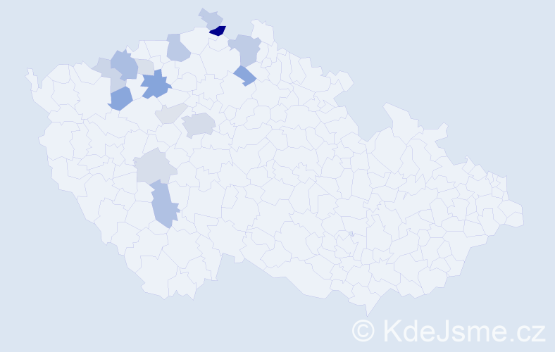Příjmení: 'Cechl', počet výskytů 38 v celé ČR